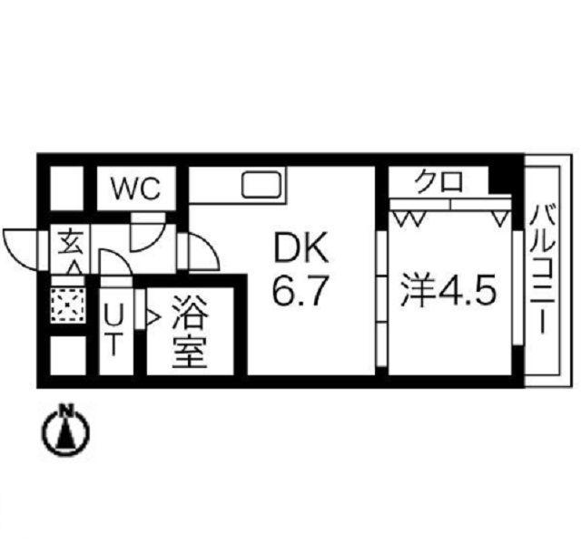 ONE ROOF FLAT FUKUSHIMAワンルーフフラットフク(1DK/10階)の間取り写真