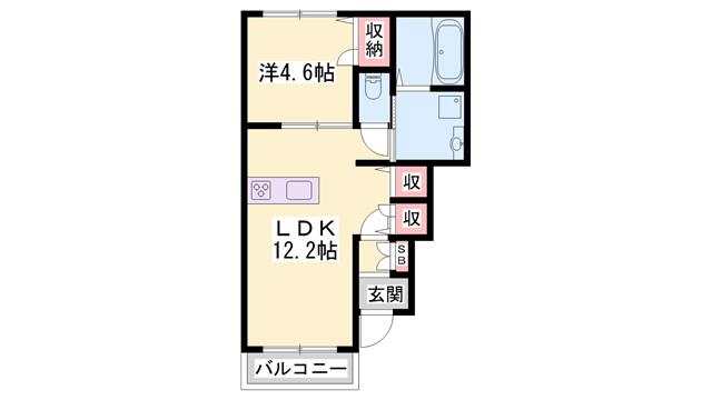 ウィステリア(1LDK/1階)の間取り写真