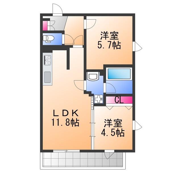 プレステージ14番館(2LDK/4階)の間取り写真