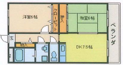 グリーンパーク(2DK/2階)の間取り写真