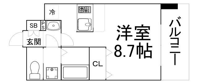 ミラージュパレス難波東レジデンス(ワンルーム/12階)の間取り写真