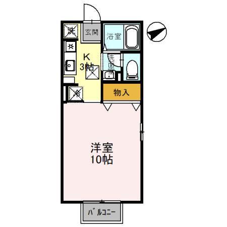 ヴェルドミールB(1K/1階)の間取り写真