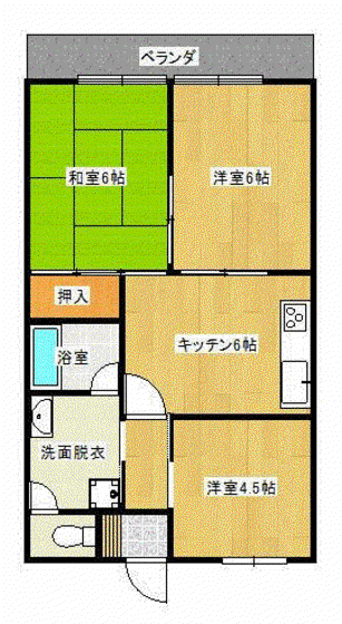 増田アパート(3DK/2階)の間取り写真