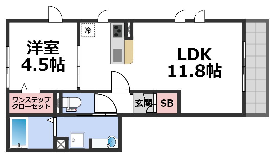 HALE WALEA III(1LDK/1階)の間取り写真