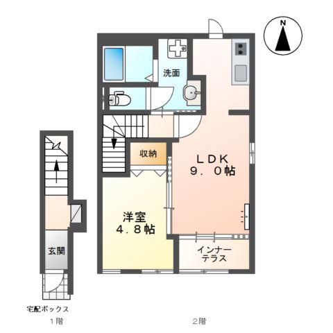 ヴァイオレット(1LDK/2階)の間取り写真