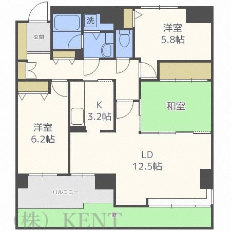 ライオンズマンション裏参道第2(3LDK/1階)の間取り写真