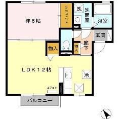 リビング A棟(1LDK/2階)の間取り写真