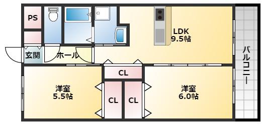 キラクマンション(2DK/3階)の間取り写真