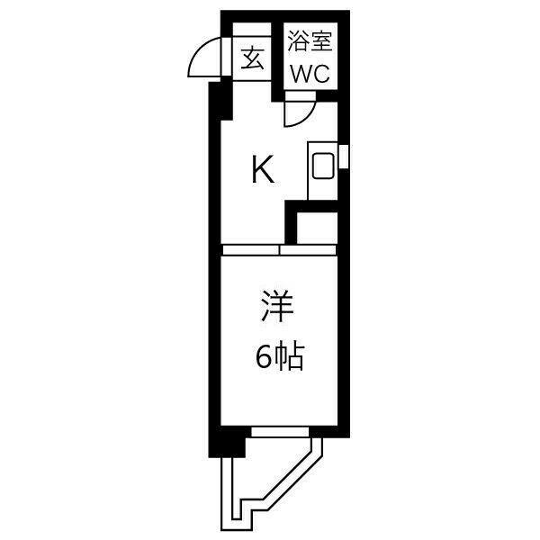 第5七福ビル(1DK/2階)の間取り写真
