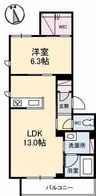 マグノリアカリーノII(1LDK/2階)の間取り写真