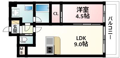プレジオ緑地公園(1LDK/11階)の間取り写真