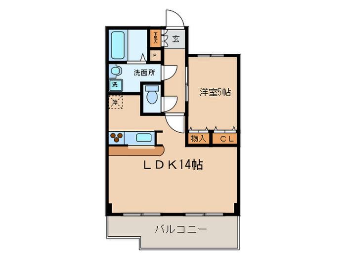 ヴェルコート芦花公園(1LDK/1階)の間取り写真
