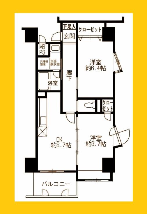 ワイズ新横浜(2DK/10階)の間取り写真