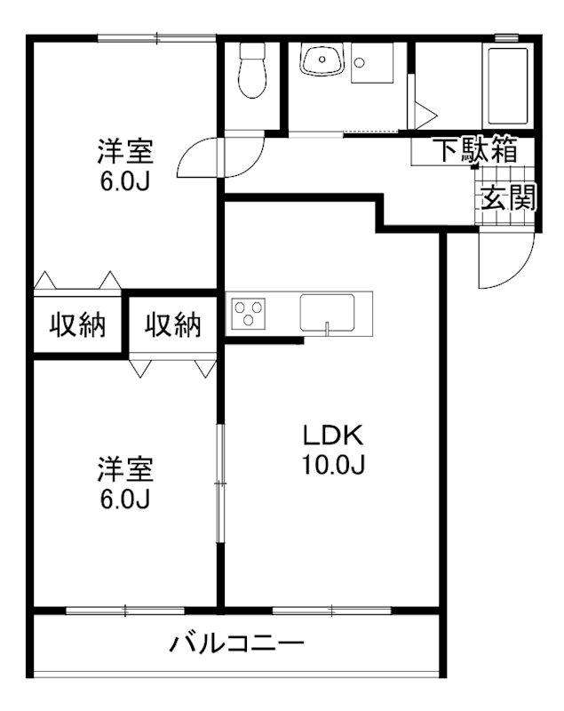 エクセランメゾン(2LDK/1階)の間取り写真