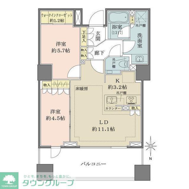 ザ・パークハウス恵比寿(2LDK/7階)の間取り写真