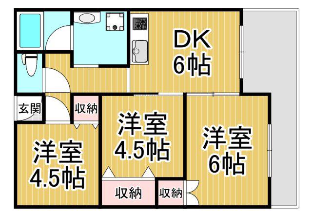 昆陽の里マンション(3DK/2階)の間取り写真