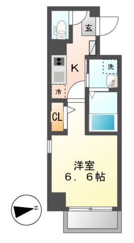 Z・R名駅(1K/7階)の間取り写真