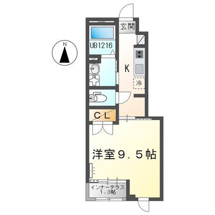 サンライズ 早川(1K/1階)の間取り写真