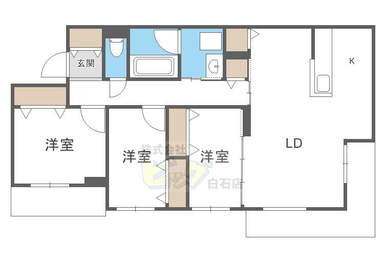 SーRESIDENCE東札幌BLING(3LDK/3階)の間取り写真
