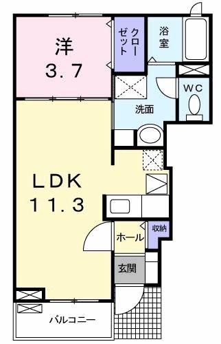 サニーハウス光(1LDK/1階)の間取り写真