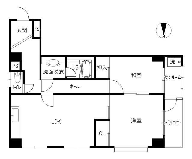 宗重ビル(2LDK/4階)の間取り写真