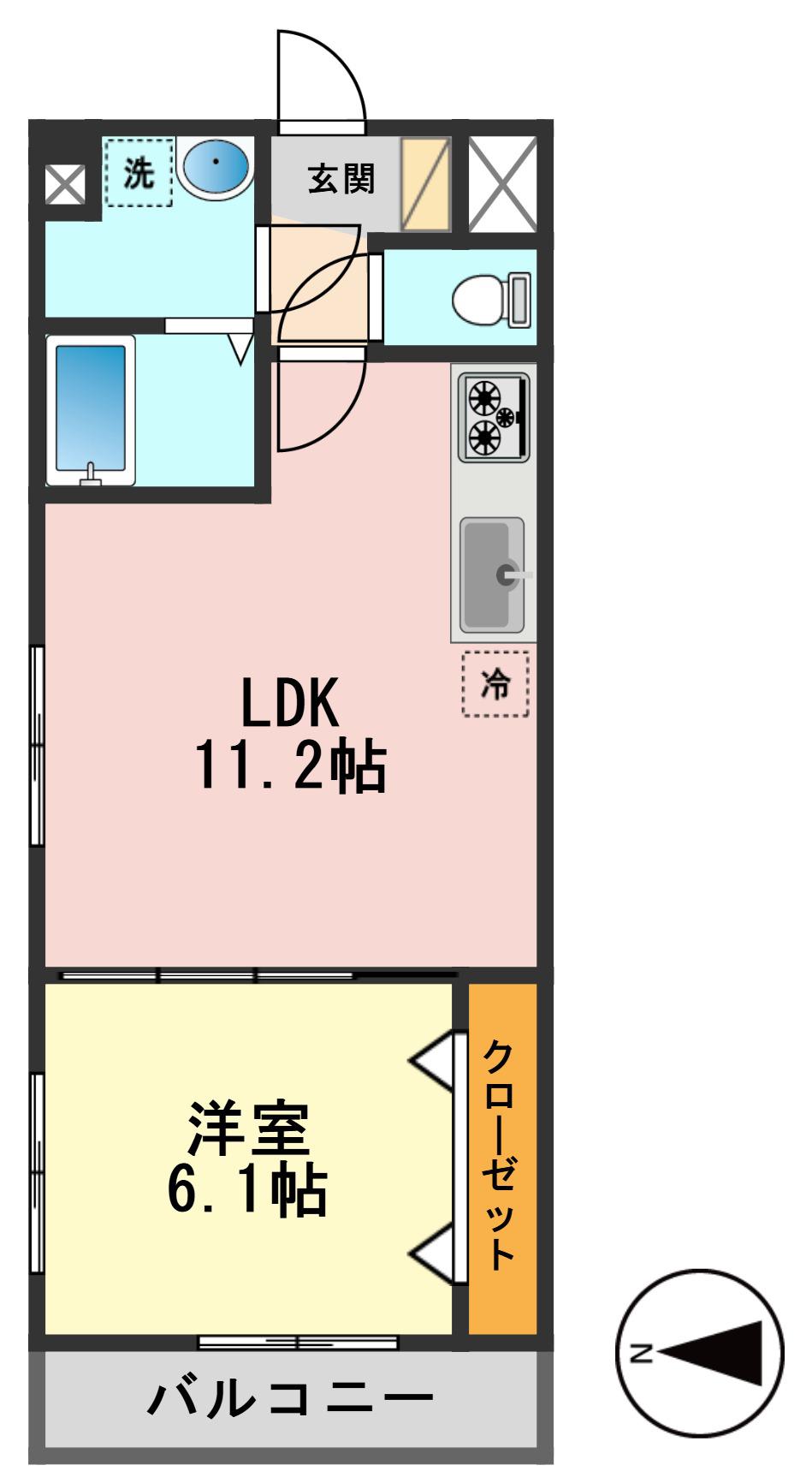グリーンルームイシイ(1LDK/2階)の間取り写真