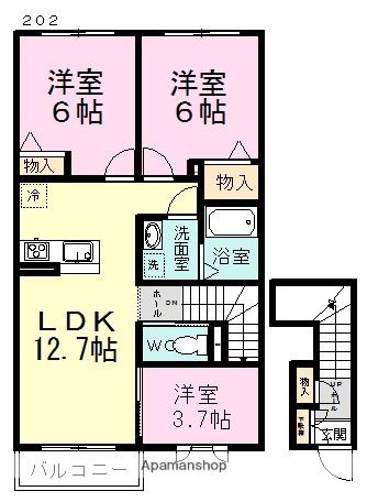 VIA SOLE(3LDK/2階)の間取り写真