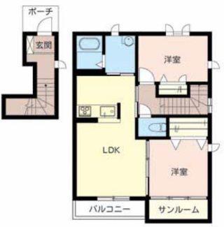 プレージュ岡本(2LDK/2階)の間取り写真