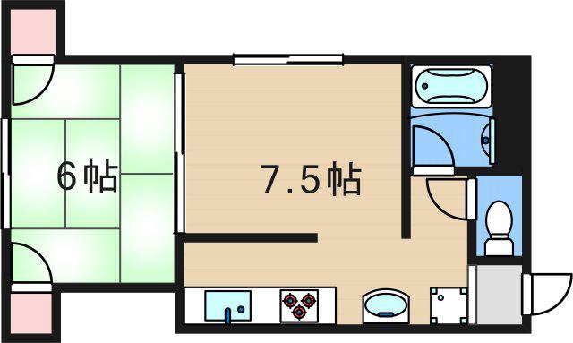 ヒラヤマビル(1DK/4階)の間取り写真