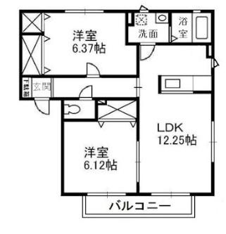 ジョイラックスB棟(2LDK/2階)の間取り写真