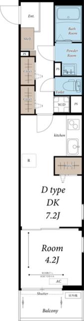 レオ東林間(1DK/1階)の間取り写真
