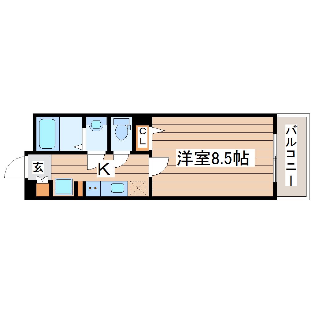 パークフラッツ五橋(1K/12階)の間取り写真