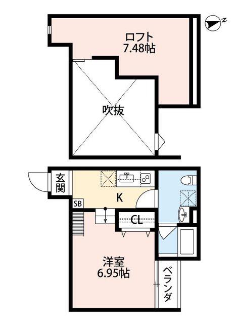 PLAISIR ZEN(1K/2階)の間取り写真