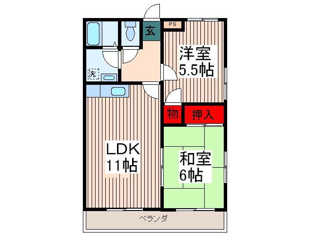 パークサイドハイツ(2LDK/2階)の間取り写真