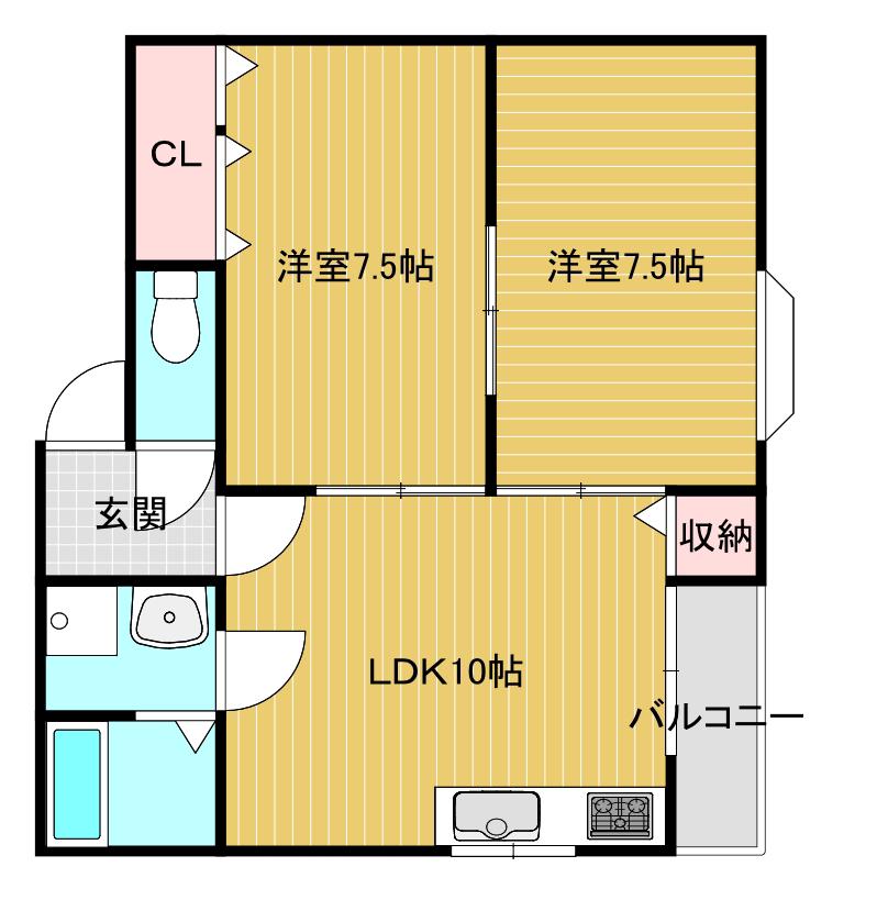 オアシス参番館(2LDK/2階)の間取り写真