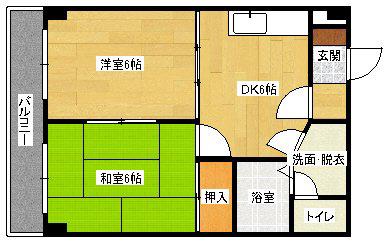 ソフィア祇園(2DK/2階)の間取り写真