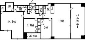 グランカーサ裏参道(3LDK/15階)の間取り写真