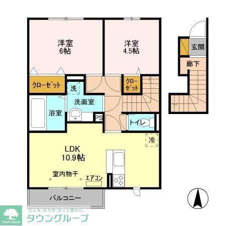 セジュールVI(2LDK/2階)の間取り写真