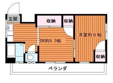 蓮芽ビル(1DK/5階)の間取り写真