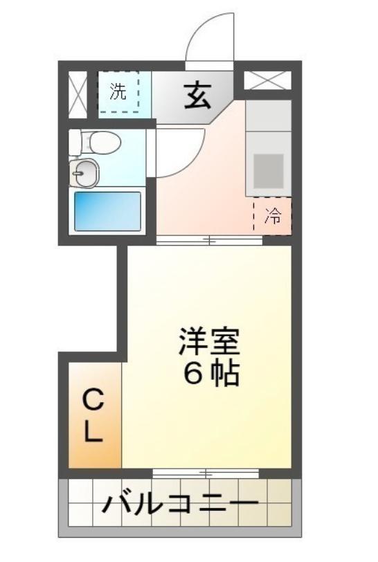 江戸橋マンションB(1K/2階)の間取り写真