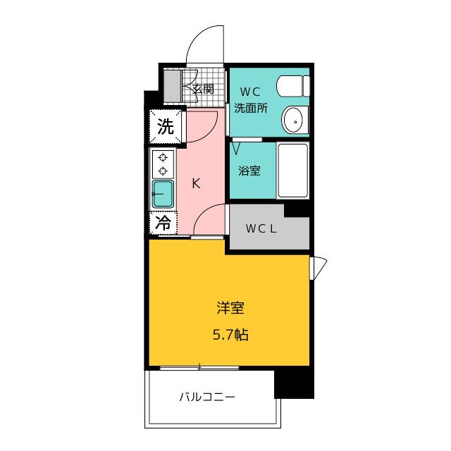 LIVE CASA県庁前(1K/9階)の間取り写真