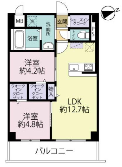 エルグランド久留米(2LDK/5階)の間取り写真