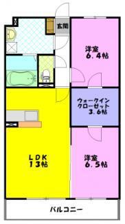 グランヴィータB棟(2LDK/3階)の間取り写真