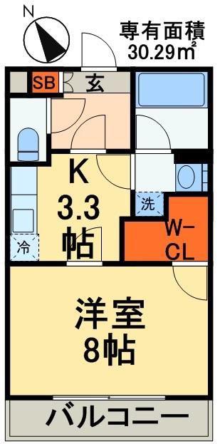 フェリシタージ(1K/1階)の間取り写真