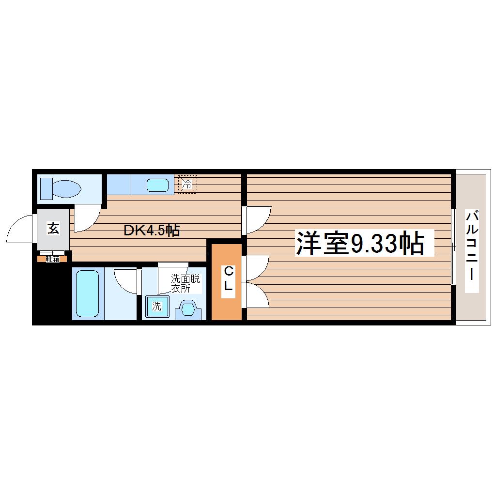 パセオ保春院(1DK/2階)の間取り写真