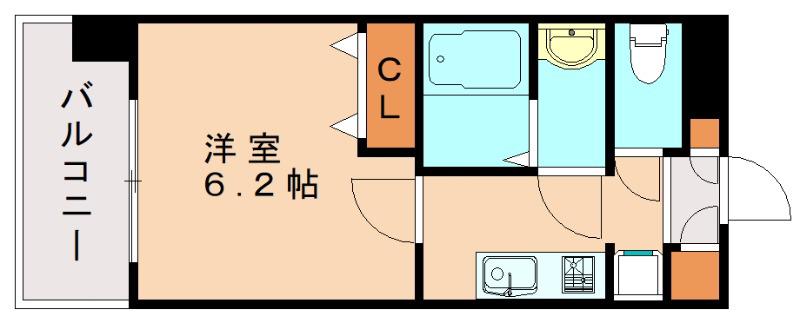 ブランシエスタ千早RJR(1K/7階)の間取り写真