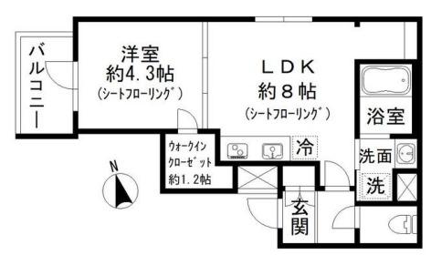 モクシオン四谷三丁目(1LDK/3階)の間取り写真