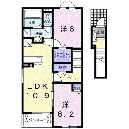 クラール牛神 B(2LDK/2階)の間取り写真