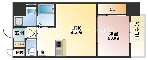 グランクレンツ尼崎(1LDK/8階)の間取り写真