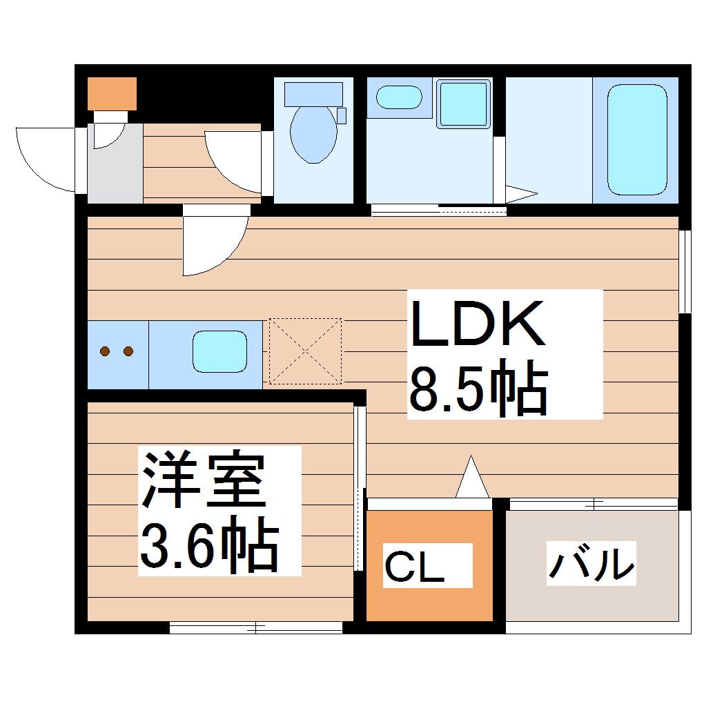 REGALEST連坊(1LDK/3階)の間取り写真